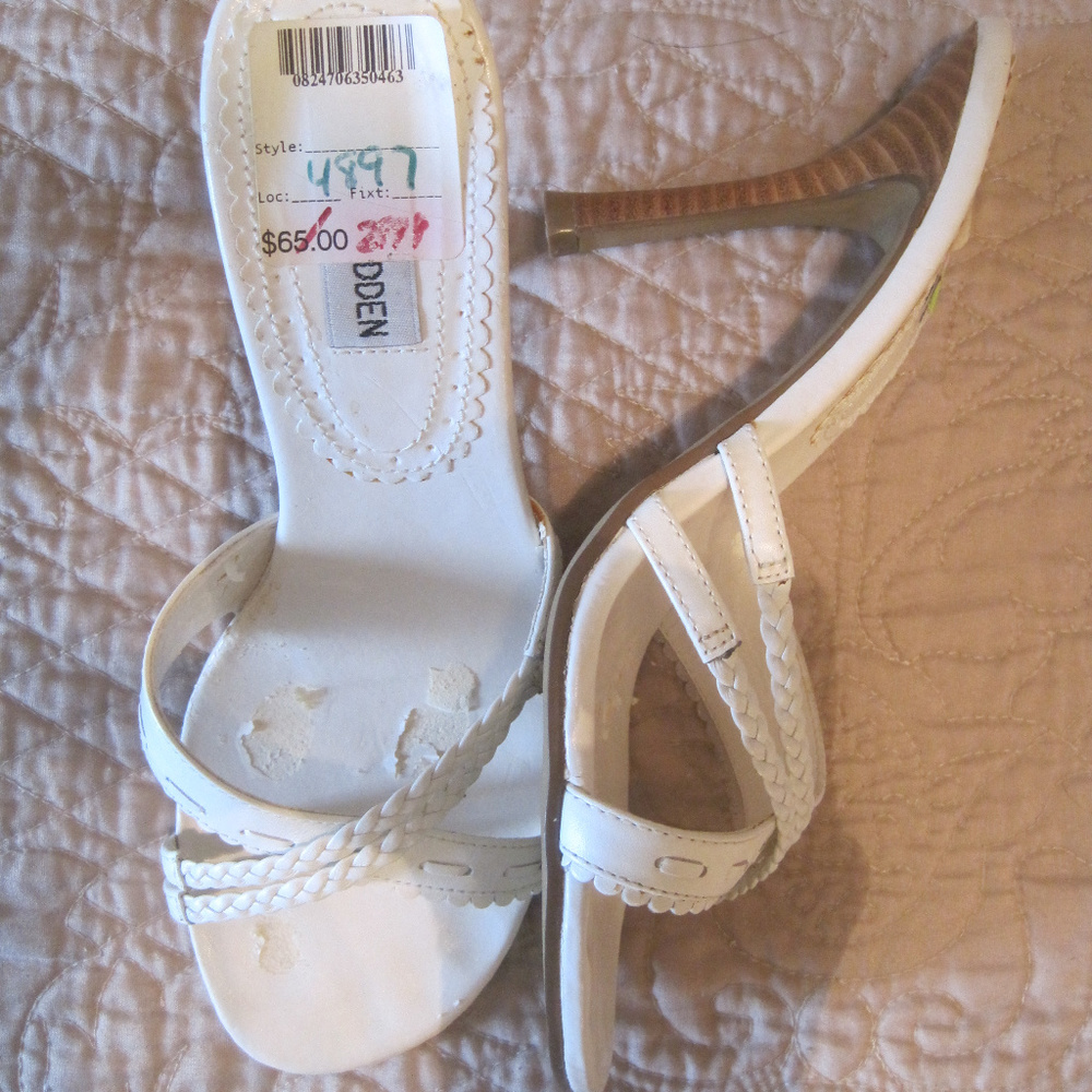 STEVE MADDEN ALURE WHITE LEATHER HEELS